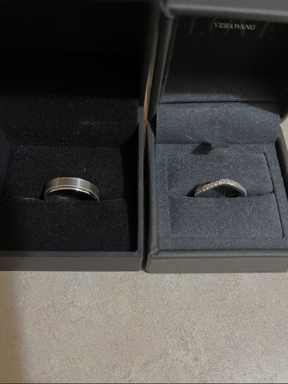 Vera Wang Silver Tone Matching Ring Set with Pavé Accent